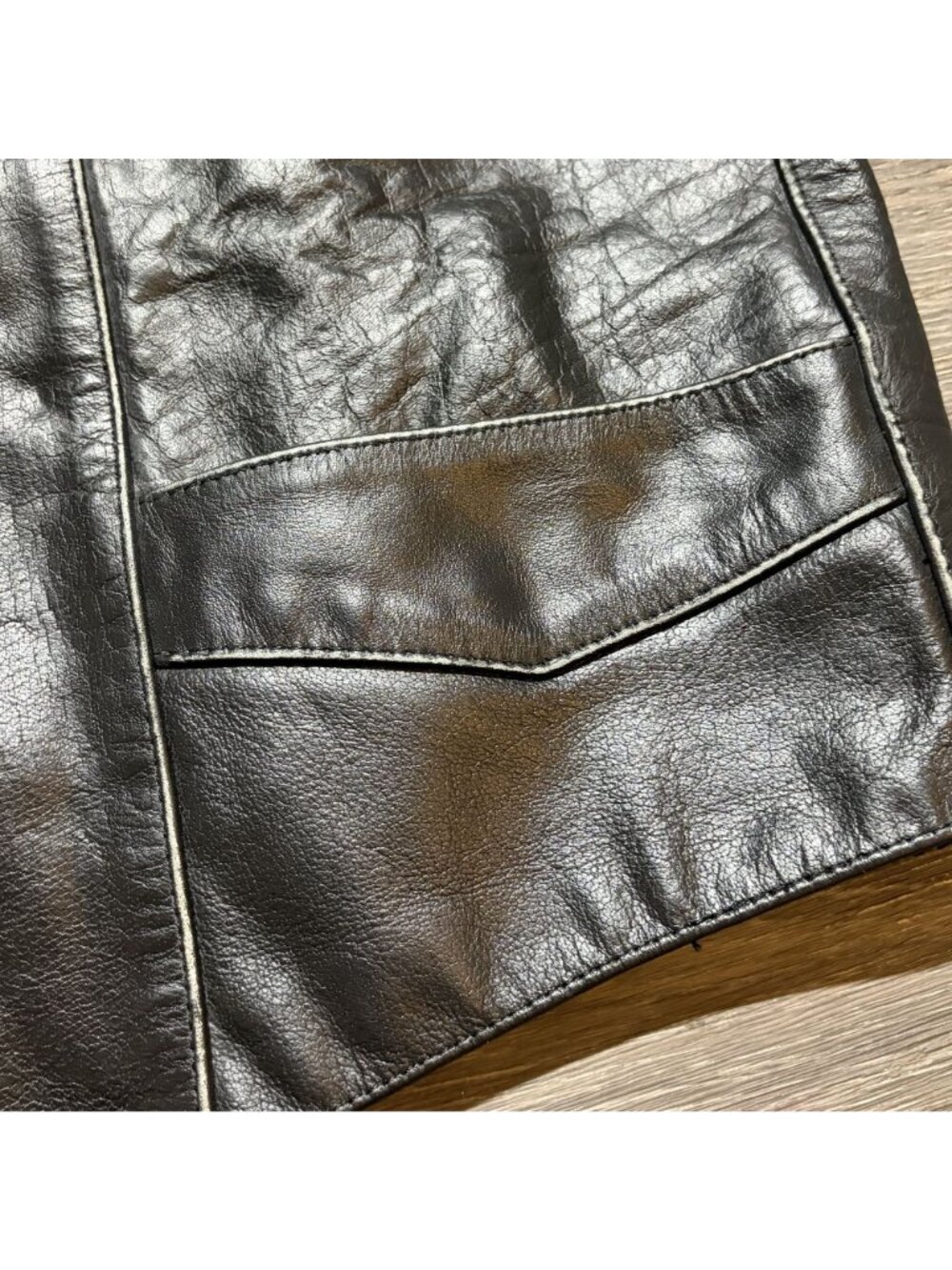 Vintage Xelement Motorcycle Leather Vest Black XL Mayhem Skull Wings Side Laces - Picture 8 of 14